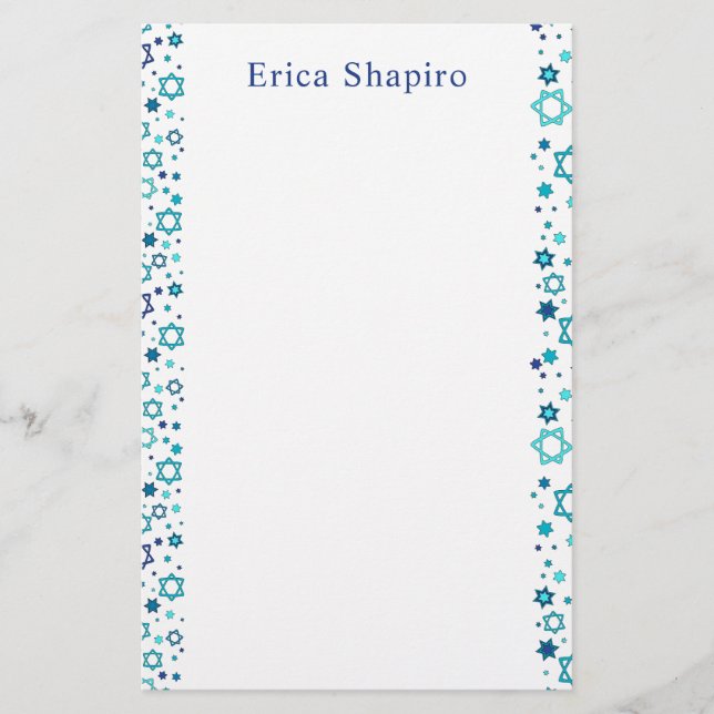 Personalized Jewish Star Stationery (Front)