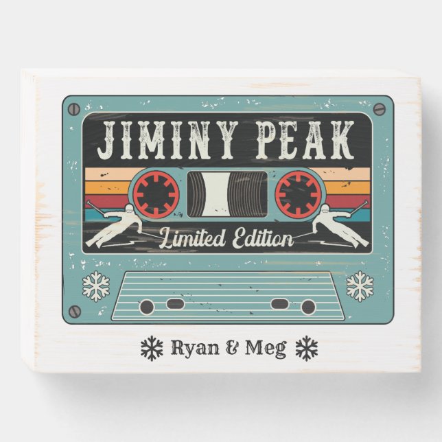 Personalized Jiminy Peak Ski Wooden Box Sign (Front Horizontal)