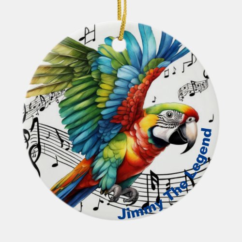 Personalized Jimmy The Legend  Parrot Musical   Ceramic Ornament