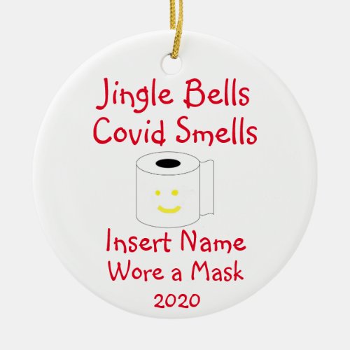 Personalized Jingle Bells Covid_19 Smells Ceramic Ornament