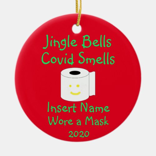 Personalized Jingle Bells Covid_19 Smells Ceramic Ornament
