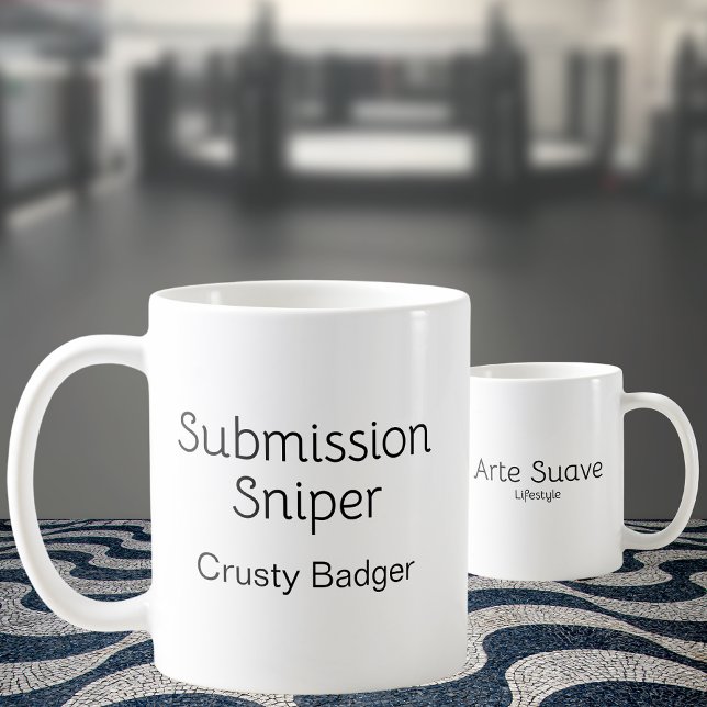 Personalized Jiu Jitsu Submission Sniper  Coffee Mug (2 personalized "Submission Sniper" mugs showing front and rear print)