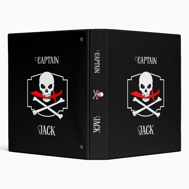Personalized Jolly Roger (Cutlass)  3 Ring Binder (Background)