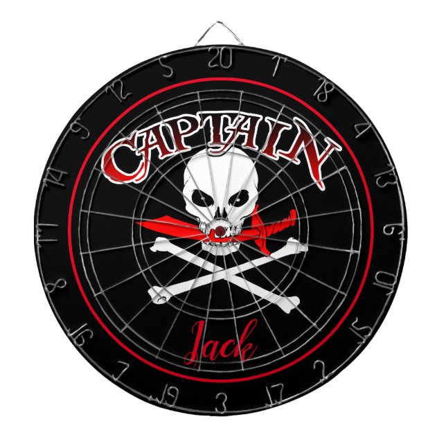 Personalized Jolly Roger (Cutlass)  Dart Board (Front)
