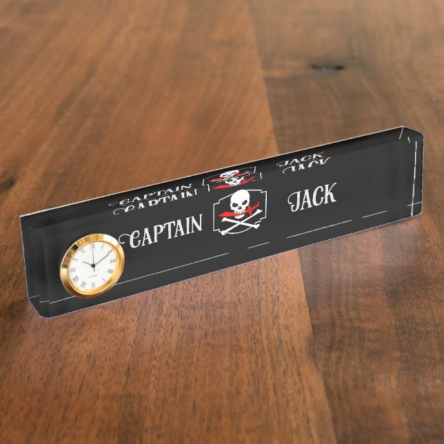 Personalized Jolly Roger (Cutlass)  Desk Name Plate (Side)