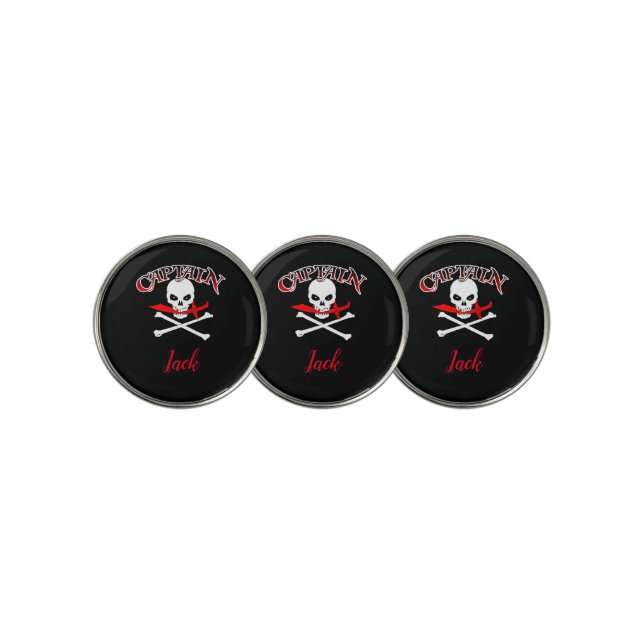 Personalized Jolly Roger (Cutlass) Golf Ball Marker (3 Up)