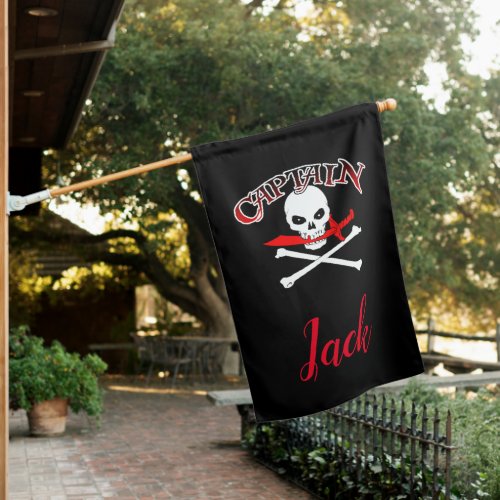 Personalized Jolly Roger Cutlass  House Flag