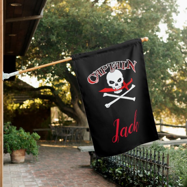 Personalized Jolly Roger (Cutlass)  House Flag (In SItu)