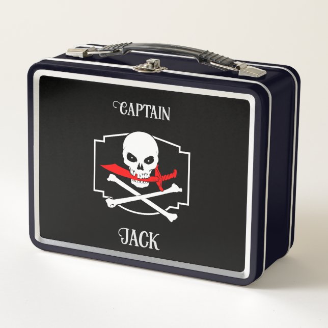 Personalized Jolly Roger (Cutlass)  Metal Lunch Box (Front)