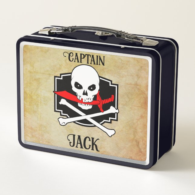 Personalized Jolly Roger (Cutlass)  Metal Lunch Box (Back)