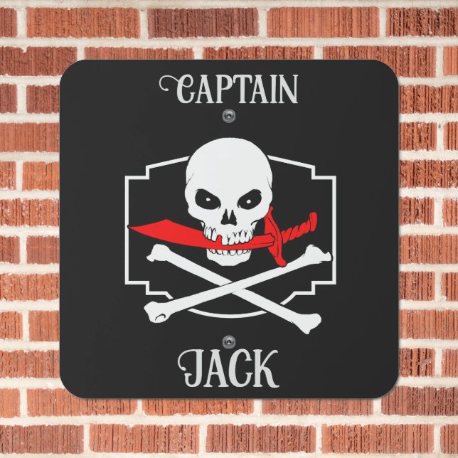 Personalized Jolly Roger (Cutlass) Metal Sign (In Situ(Brick))