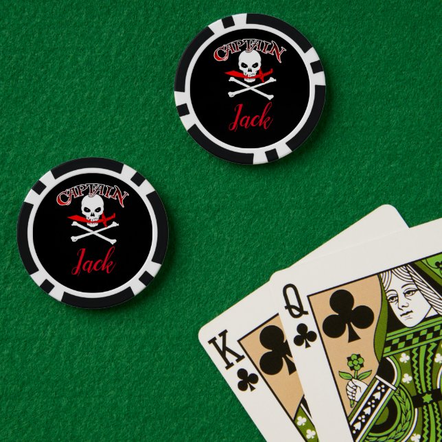 Personalized Jolly Roger (Cutlass)  Poker Chips (Poker Table (Double))