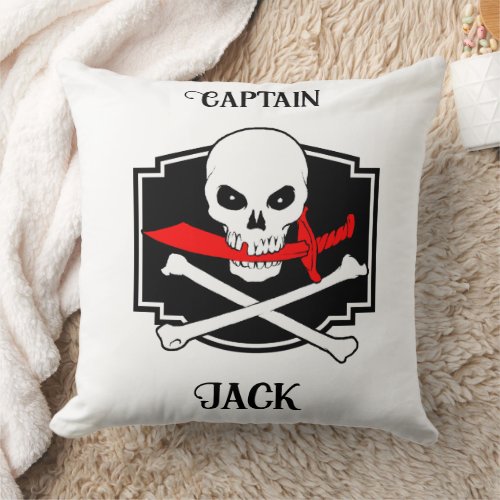 Personalized Jolly Roger Cutlass  Throw Pillow