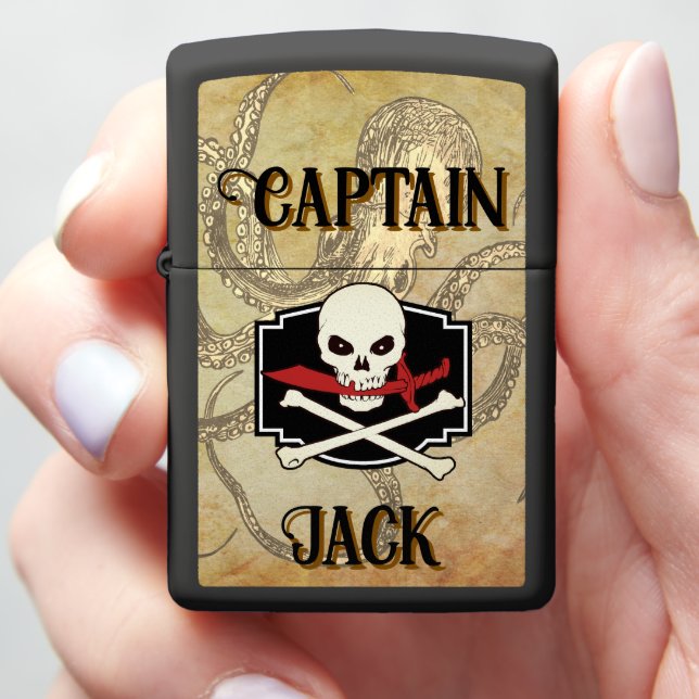 Personalized Jolly Roger (Cutlass)  Zippo Lighter (In Hand)