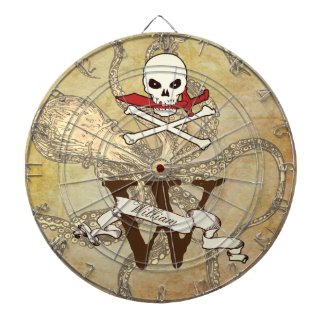 Personalized Jolly Roger Monogram Initial Dart Board