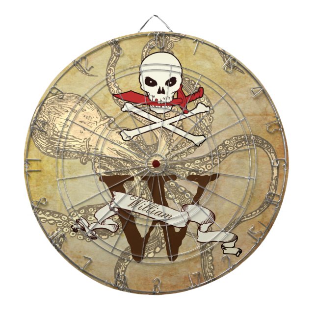 Personalized Jolly Roger Monogram Initial Dart Board (Front)