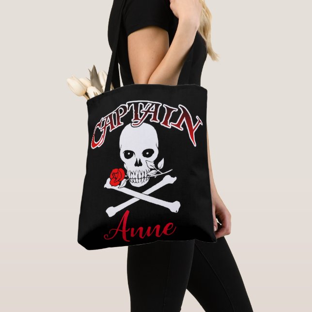 Personalized Jolly Roger (Rose) Tote (Close Up)