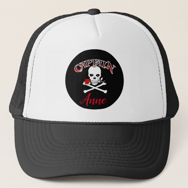 Personalized Jolly Roger (Rose) Trucker Hat (Front)