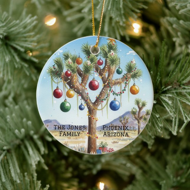 Personalized Joshua Tree at Christmas Ceramic Ornament (Tree)