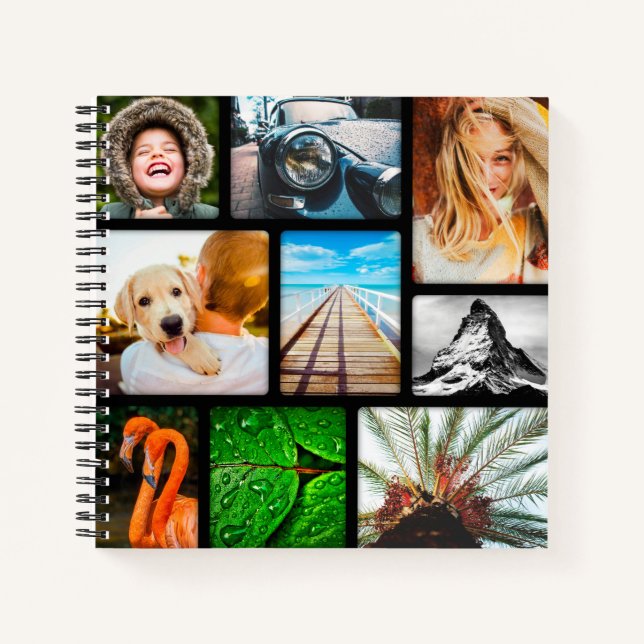 Personalized Journal 18 Photo Collage Black Frame (Front)