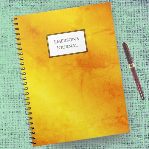 Personalized Journal for Men Retro Orange Yellow