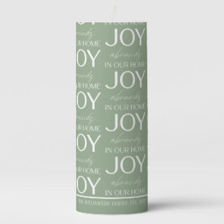 Personalized Joy Abounds in our Home Pillar Candle