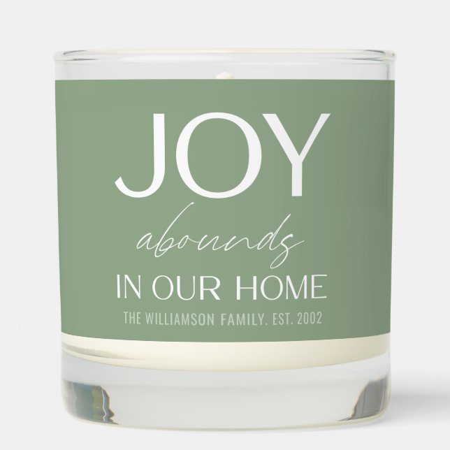 Personalized Joy Abounds in our Home Scented Candle (Front)