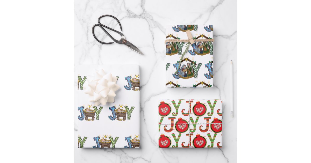 Personalized Joy Baby Jesus Religious Christmas Wrapping Paper Sheets