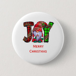Personalized Joy Gnomes Merry Christmas Button