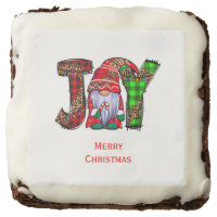 Personalized Joy Gnomes Merry Christmas Dessert Brownie