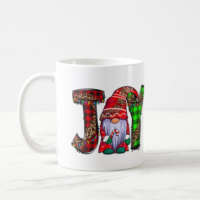 Personalized Joy Gnomes Merry Christmas Gift Coffee Mug (Left)