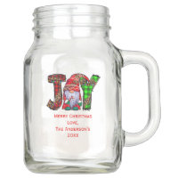 Personalized Joy Gnomes Merry Christmas   Mason Jar