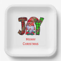 Personalized Joy Gnomes Merry Christmas  Paper Plates