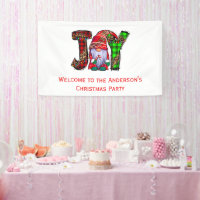 Personalized Joy Gnomes Merry Christmas Party Banner