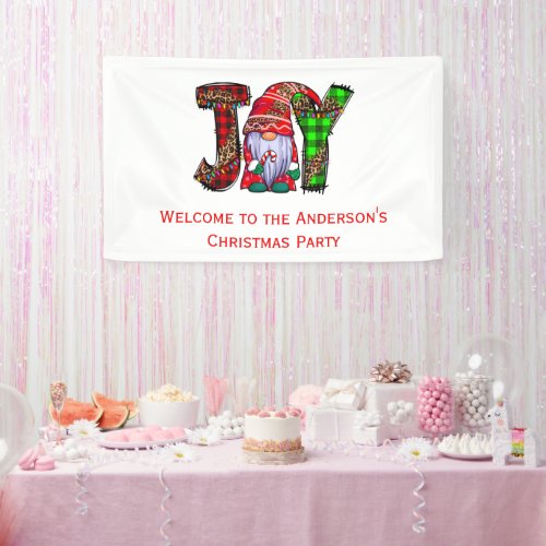 Personalized Joy Gnomes Merry Christmas Party Banner