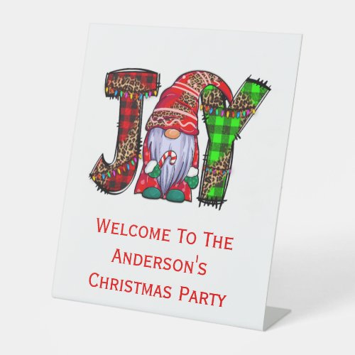 Personalized Joy Gnomes Merry Christmas Party Sign