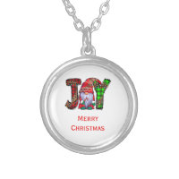 Personalized Joy Gnomes Merry Christmas  Silver Plated Necklace