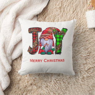 Personalized Joy Gnomes Merry Christmas Throw Pillow