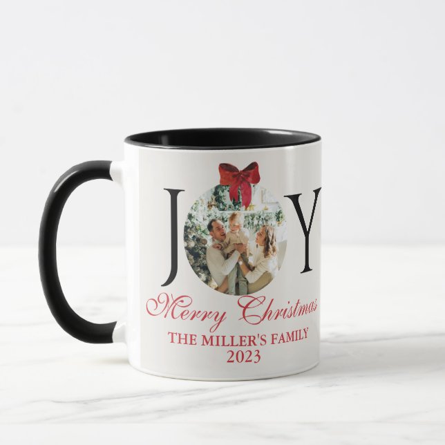 PERSONALIZED JOY MERRY CHRISTMAS PHOTO Coffee Mug (Left)