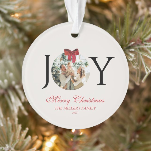 PERSONALIZED JOY MERRY CHRISTMAS PHOTO ORNAMENT (Tree)