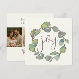 Personalized Joy Original Watercolor Photo Custom Card