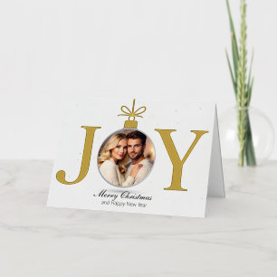 Personalized JOY Photo Christmas Greeting Card
