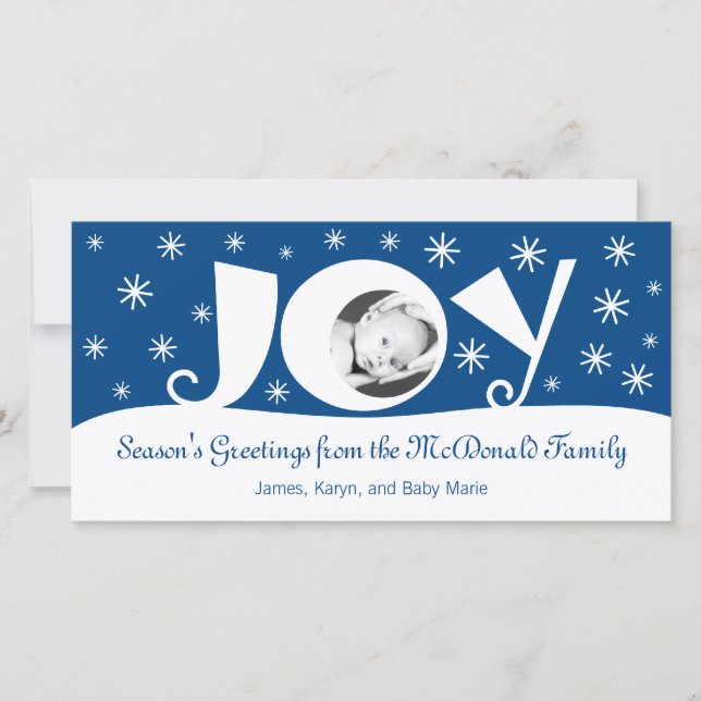 Personalized "Joy" Photo Greeting Card (Front)