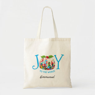 Personalized JOY TO THE WORLD Flag Tote Bag