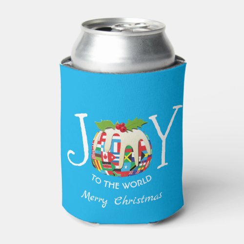 Personalized  JOY TO THE WORLD Flags  Festive Can Cooler