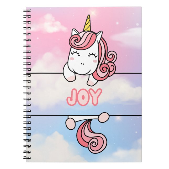 Personalized Joy Unicorn Girlie Notebook (Front)