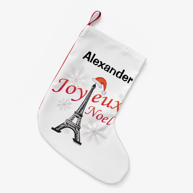 Personalized Joyeux Noel Small Christmas Stocking (Front (Hanging))