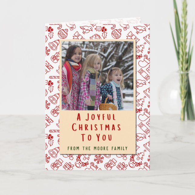 Personalized Joyful Christmas Photo Card (Front)