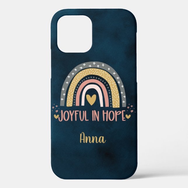 Personalized Joyful In Hope Christian Rainbow Case-Mate iPhone Case (Back)