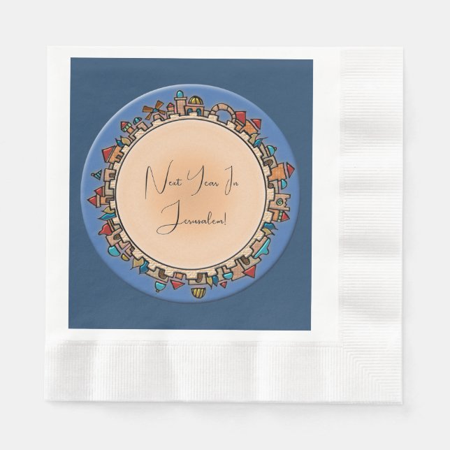Personalized Judaica Jerusalem Napkins (Front)